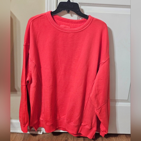 AERIE ALWAYS AND FOREVER REAL  Coral Crewneck Sweatshirt - Picture 4 of 7